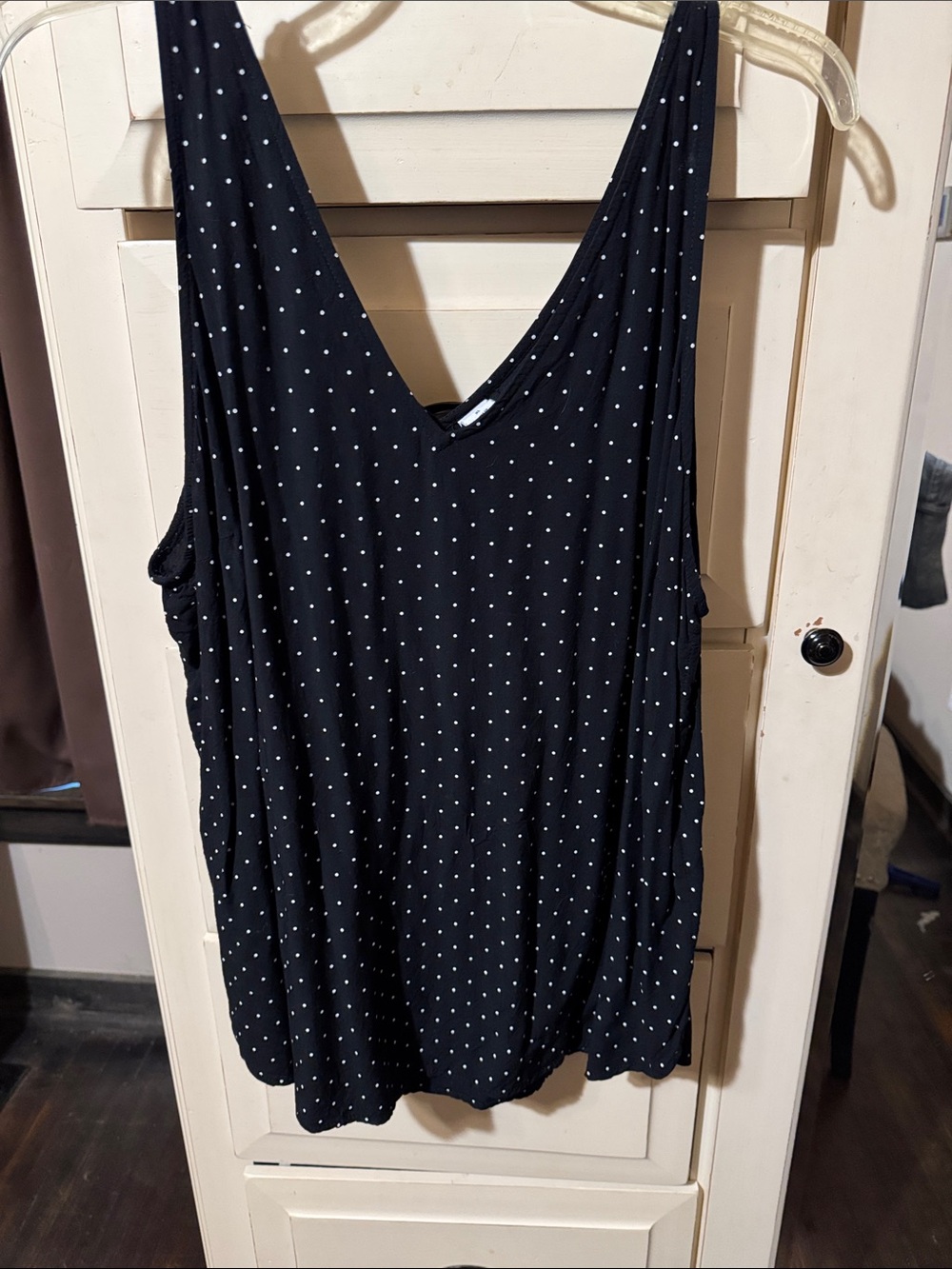 Old Navy Black Tank Top with White Polka Dots